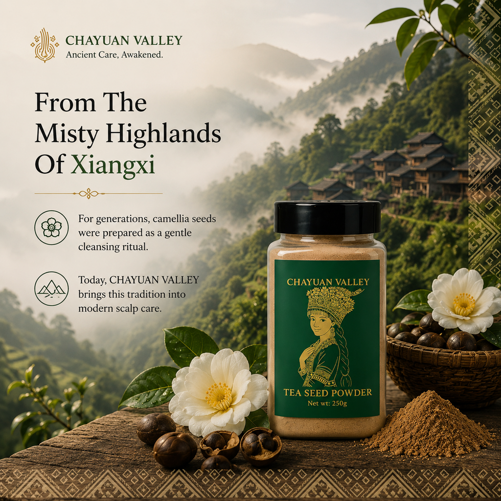 CHAYUAN VALLEY camellia seed powder hair wash for no-shampoo scalp cleansing