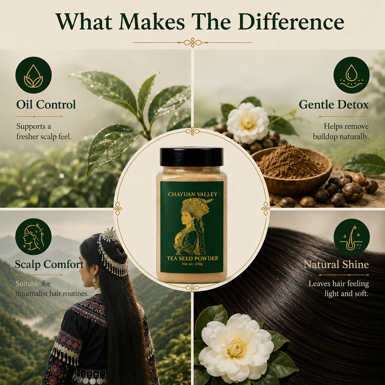 Camellia Scalp Cleansing Ritual – Herbal No-Shampoo Cleanser | Chayuan Valley