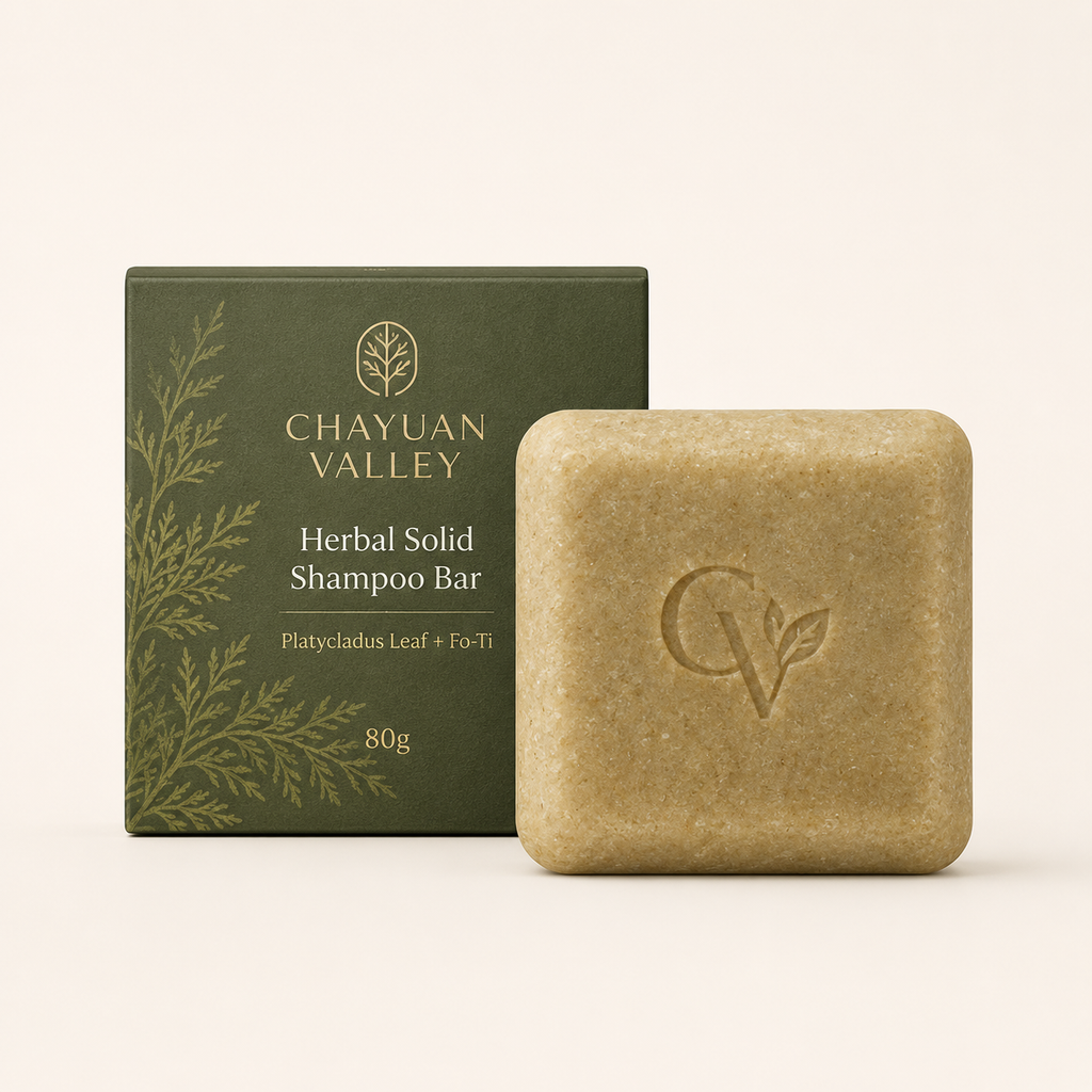 Herbal shampoo bar companion for CHAYUAN VALLEY scalp care ritual