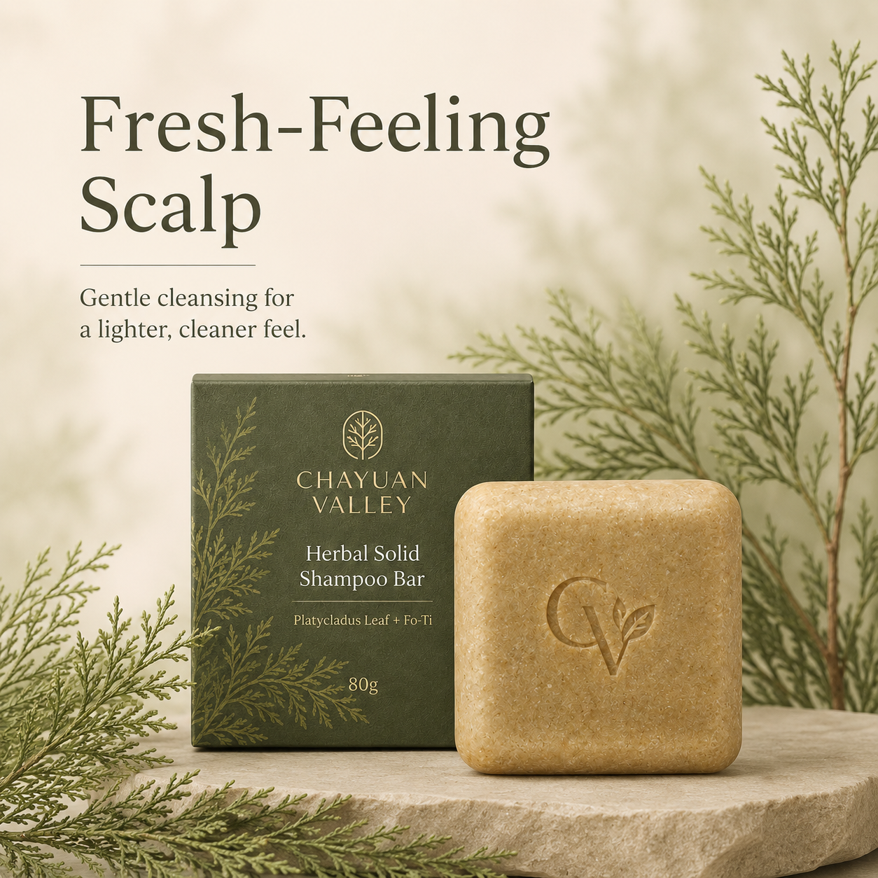 Herbal shampoo bar with camellia seed oil for everyday hair wash
