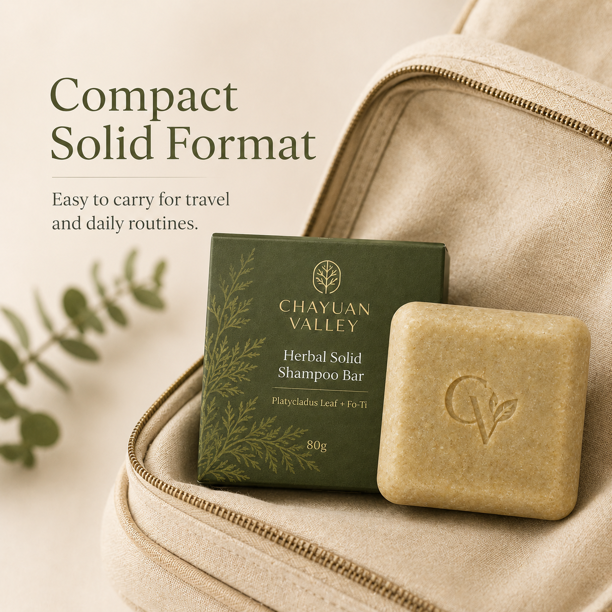 Herbal solid shampoo bar for gentle plant-based hair wash