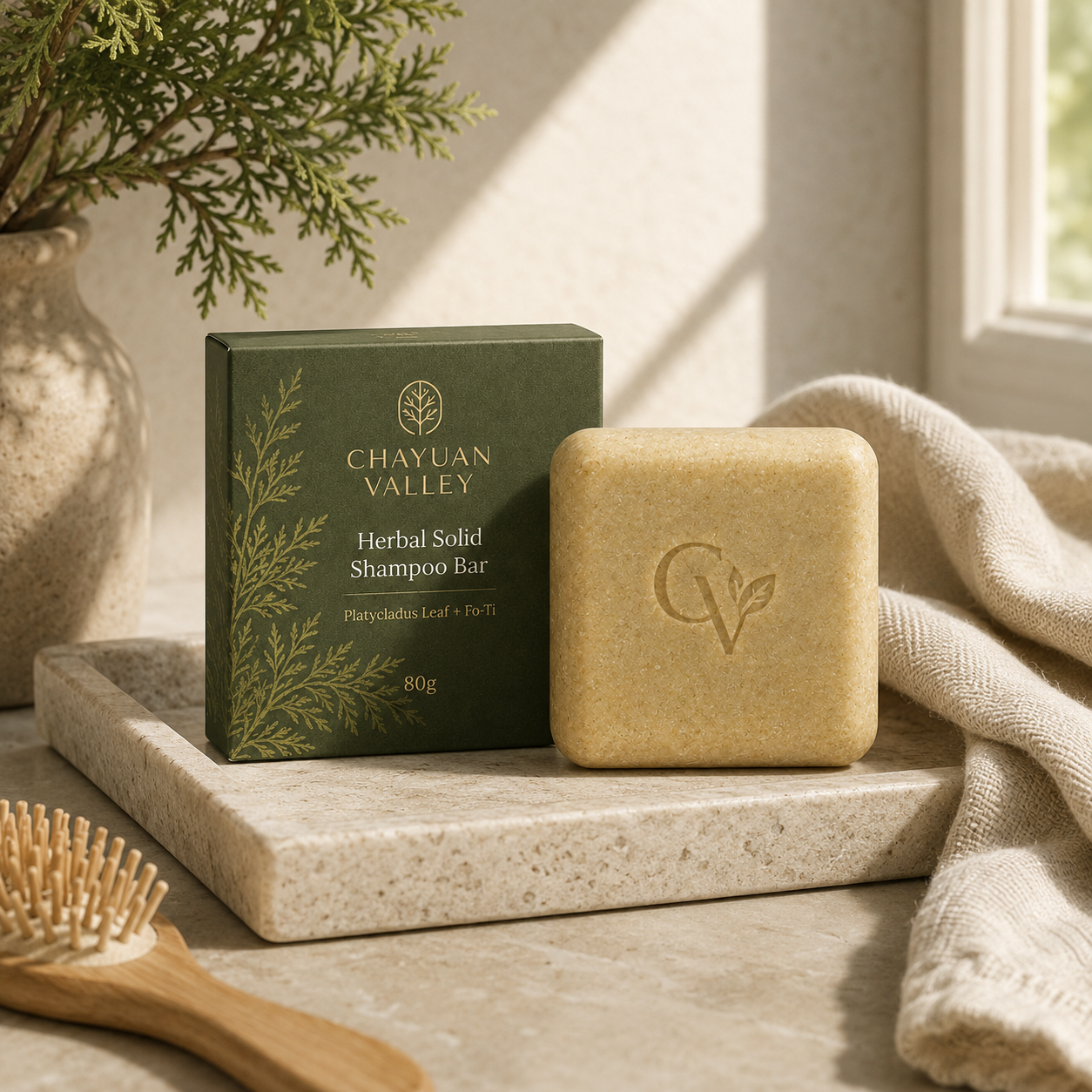 Solid shampoo bar for everyday botanical scalp cleansing